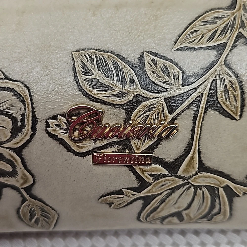 COUIERIA FIORENTINA VINTAGE ITALIAN TOOLED LEATHER MAKE-UP CASE MADE IN ITALY